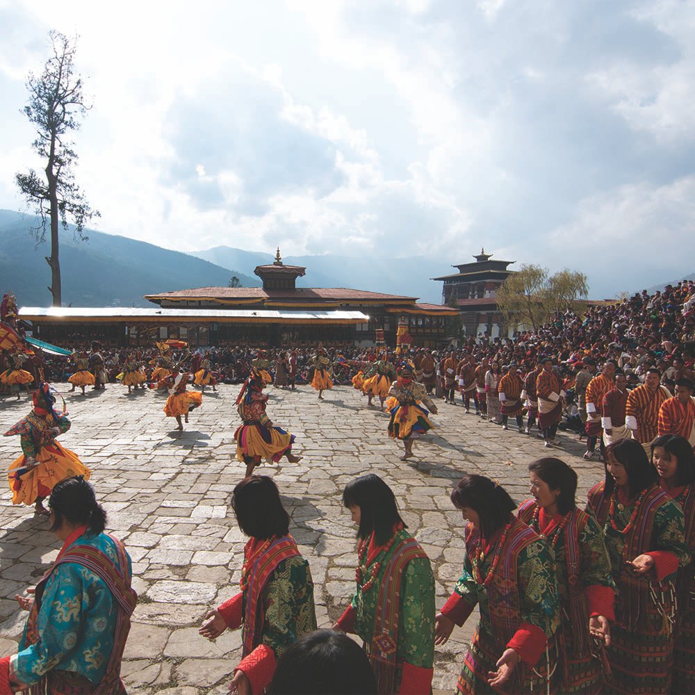Spectators gathered at Paro Tshechu