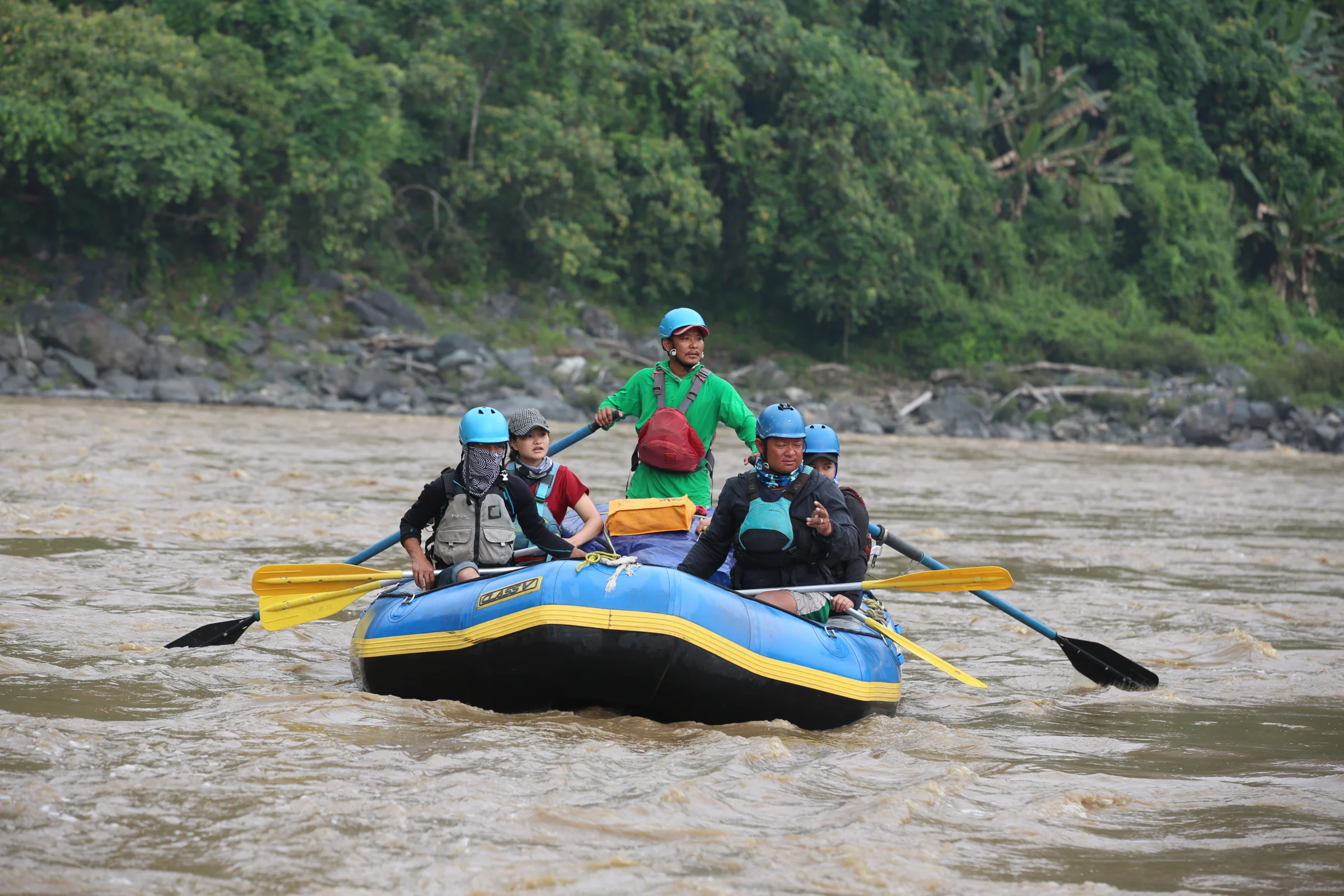 Fly fishing on a river in Bhutan