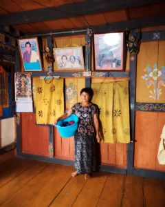 Natural dyeing of yarn with plant materials in Bhutan