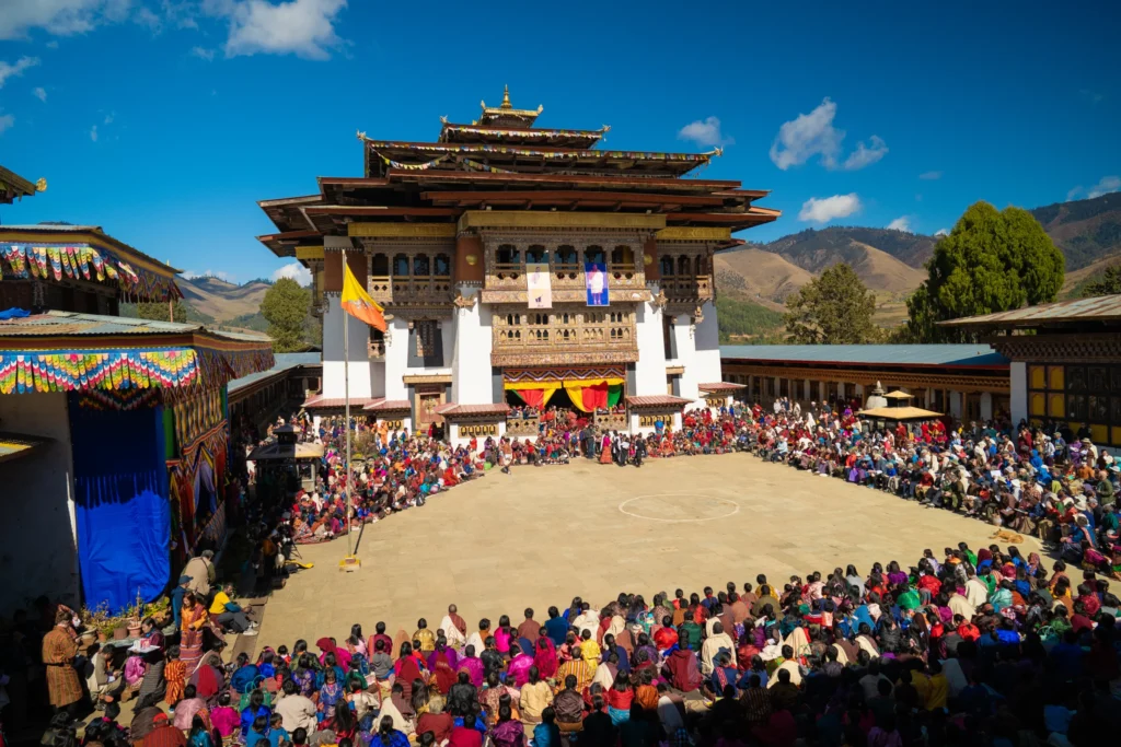 Punakha Tshechu in the courtyard of Punakha Dzong