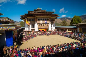 Punakha Tshechu in the courtyard of Punakha Dzong