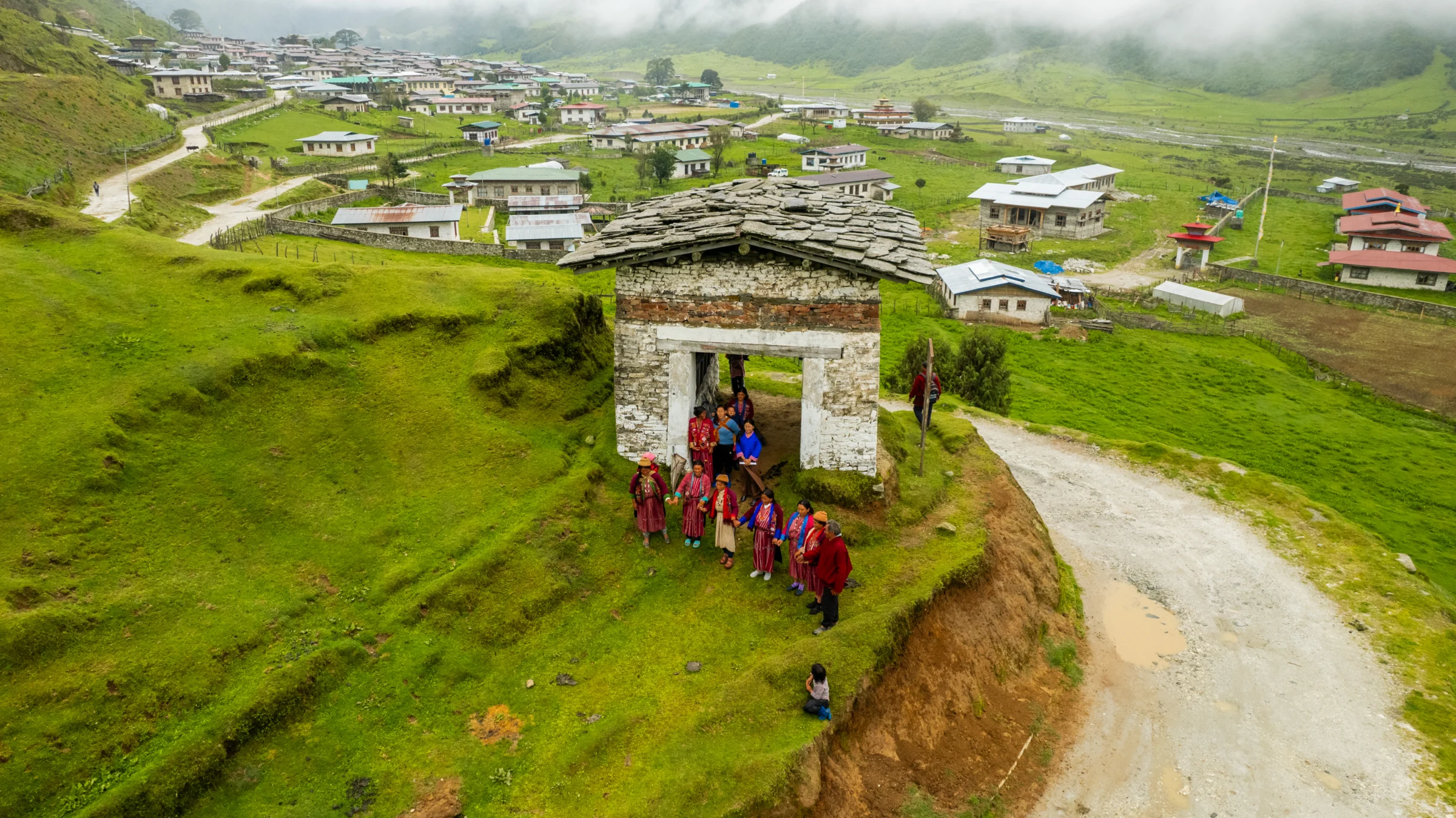 Traditional houses in Sakteng village, eastern Bhutan