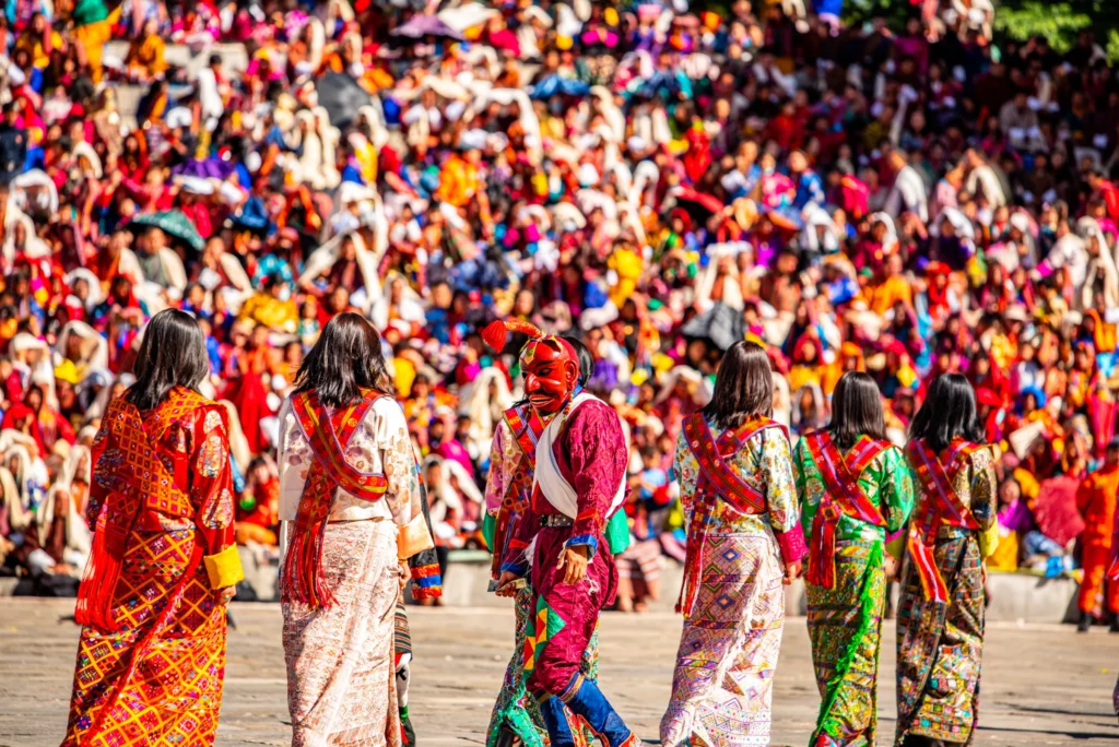 A masked dancer at Thimphu Tshechu